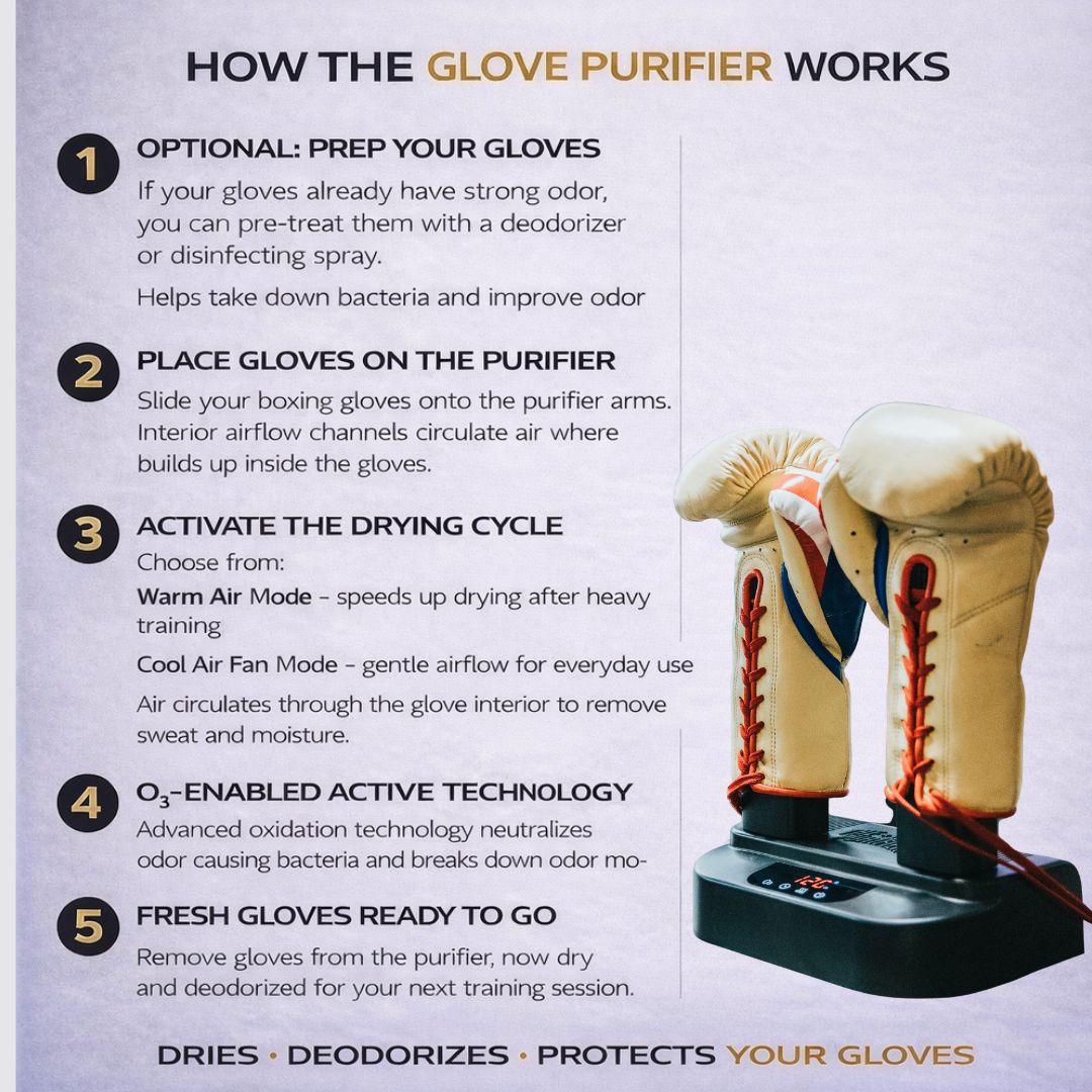 The Glove Purifier V2 with Thermal Heating and O3-Enabled Active Technology Built for Preserving Boxing Gloves