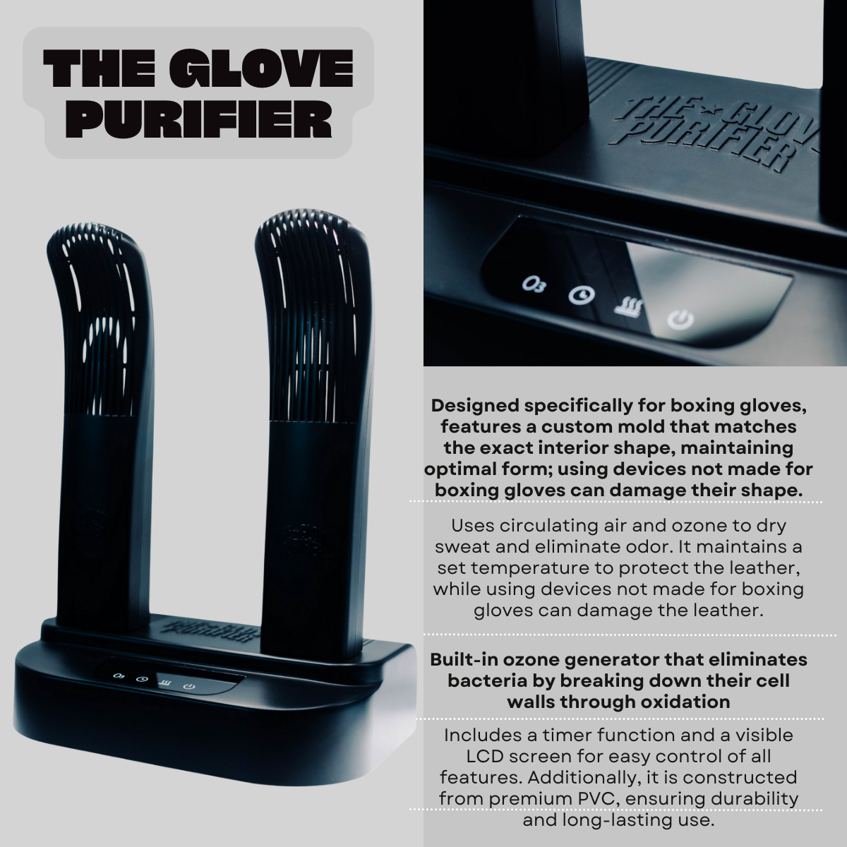 The Glove Purifier V2 with Thermal Heating and O3-Enabled Active Technology Built for Preserving Boxing Gloves